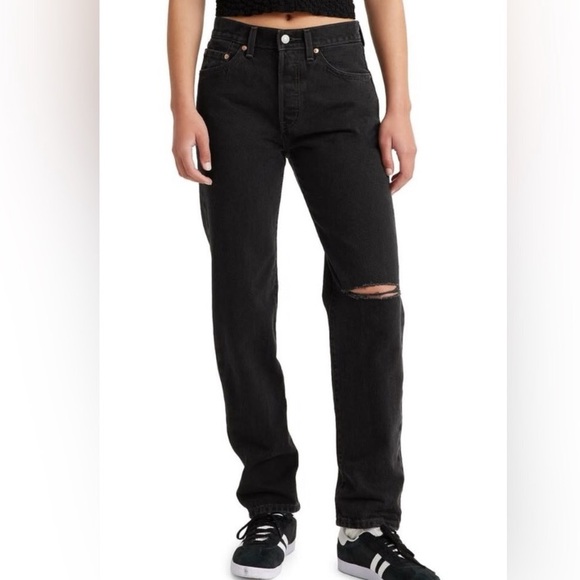 Levi's Denim - NWT Levi’s 501 81’ High Rise Tapered Distressed Jeans in Black Size 24 x 31